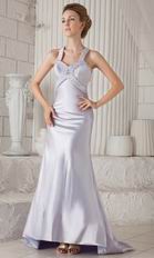 Silver Straps Beaded Sheath Skirt Prom Dresses For Cheap