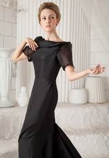 Scoop Neckline Short Sleeves Mermaid Black Taffeta Celebrity Dress