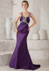 Purple Beading Straps Mermaid Boutiques With Prom Dresses