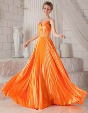 Empire Spaghetti Straps Bright Orange Cache Prom Dress