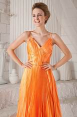 Empire Spaghetti Straps Bright Orange Cache Prom Dress