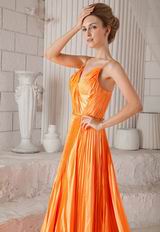 Empire Spaghetti Straps Bright Orange Cache Prom Dress