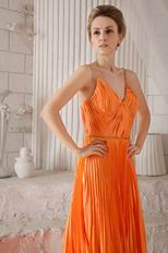 Empire Spaghetti Straps Bright Orange Cache Prom Dress