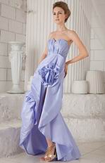 Lavender Asymmetrical Mermaid Prom Dress With Handmade Flower