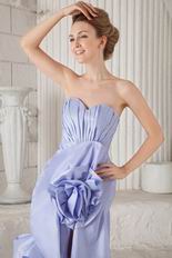 Lavender Asymmetrical Mermaid Prom Dress With Handmade Flower