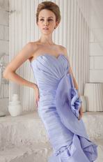 Lavender Asymmetrical Mermaid Prom Dress With Handmade Flower