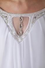 Off Shoulder Knee-length White Chiffon Beaded Maternity Prom Dress