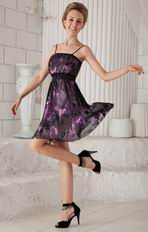 Spaghetti Straps Printed Fabric Designer Short Prom Dress 2014