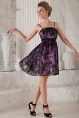 Spaghetti Straps Printed Fabric Designer Short Prom Dress 2014