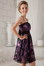 Spaghetti Straps Printed Fabric Designer Short Prom Dress 2014