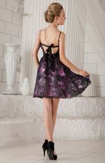 Spaghetti Straps Printed Fabric Designer Short Prom Dress 2014