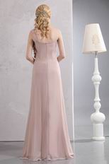 Left Side One Shoulder Peach Puff Chiffon Prom Dress By Designer