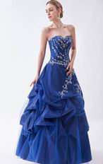 Mineral Blue Prom Ball Gown With Embroidery Details