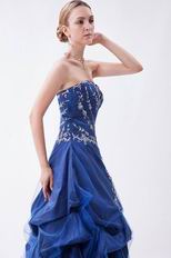 Mineral Blue Prom Ball Gown With Embroidery Details