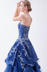 Mineral Blue Prom Ball Gown With Embroidery Details
