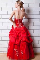 Strapless Applique Quinceanera Ball Gown In Alizarin Crimson