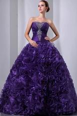 Ruffles Floor Length Skirt Purple Dama Dress For Quinceanera