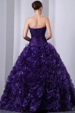 Ruffles Floor Length Skirt Purple Dama Dress For Quinceanera