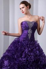 Ruffles Floor Length Skirt Purple Dama Dress For Quinceanera