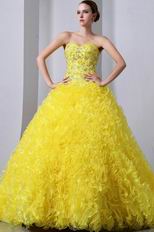 Light Yellow Corset Back Ruffles Skirt Quiceanera Dress