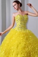 Light Yellow Corset Back Ruffles Skirt Quiceanera Dress