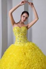 Light Yellow Corset Back Ruffles Skirt Quiceanera Dress