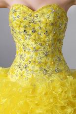 Light Yellow Corset Back Ruffles Skirt Quiceanera Dress