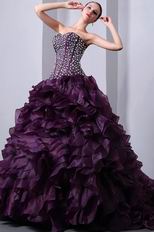 Sweetheart Ruffles Skirt Grape Quinceanera s Dresses Cheap