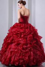 Handmade Wine Red Winter Quinceanera Dresses For Girls