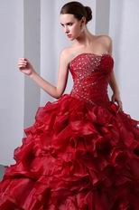 Handmade Wine Red Winter Quinceanera Dresses For Girls