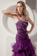 Stylish Backless Layers Ruffles Skirt Grape Prom Quinceanera Dress