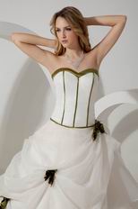 Cheap White Dress Quinceanera Dress With Olive Green Flowers