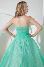 Fashionable Strapless Turquoise Blue Puffy Quinceanera Dress