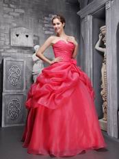 Coral Red Floor Length Dress For 15th Quinceanera Party