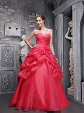 Coral Red Floor Length Dress For 15th Quinceanera Party