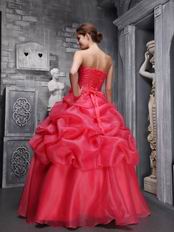 Coral Red Floor Length Dress For 15th Quinceanera Party