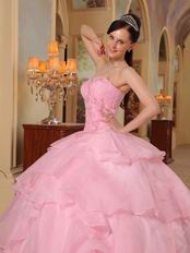 Good Looking Layers Pink Skirt Puffy Quinceanera Girls Dress
