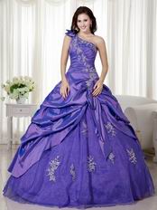 One Shoulder Embroidery Decorate Quinceanera Dress Customized