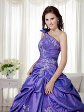 One Shoulder Embroidery Decorate Quinceanera Dress Customized