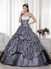 Luxurious Black and White Ombre Zebra Fabric Quinceanera Dress