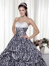 Luxurious Black and White Ombre Zebra Fabric Quinceanera Dress