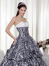 Luxurious Black and White Ombre Zebra Fabric Quinceanera Dress