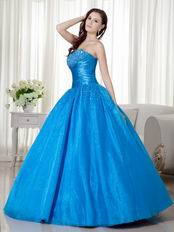 Azure Blue Puffy Dress to 2018 Winter Quinceanera Party Wear