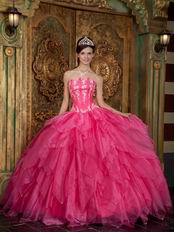 Gorgeous Strapless Hot Pink Quinceanera Dress For Cheap