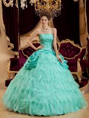 Strapless Designer Lists Turquoise Winter Quinceanera Dress