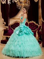 Strapless Designer Lists Turquoise Winter Quinceanera Dress