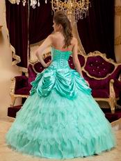 Strapless Designer Lists Turquoise Winter Quinceanera Dress