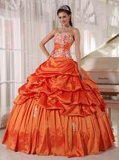 Inexpensive Floor Length Orange Quinceanera Dresses Gowns