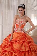 Inexpensive Floor Length Orange Quinceanera Dresses Gowns