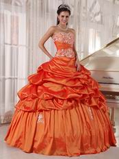 Inexpensive Floor Length Orange Quinceanera Dresses Gowns